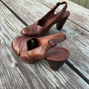 Born Brown Leather Heels with Classic Design